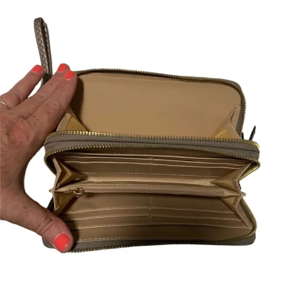 Bronze Vegan Leather Zippered Wallet